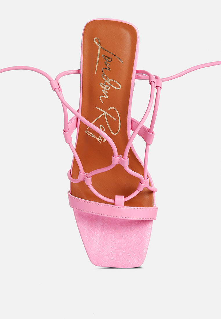 Provoked Lace Up Block Heeled Sandals - Tigbul's Variety Fashion Shop