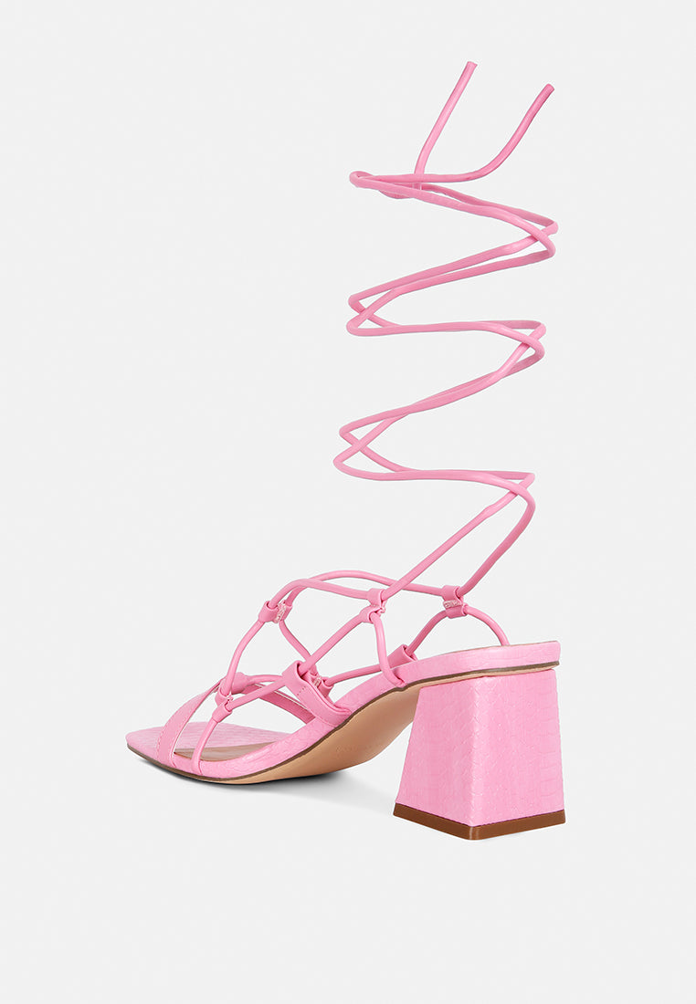 Provoked Lace Up Block Heeled Sandals - Tigbul's Variety Fashion Shop