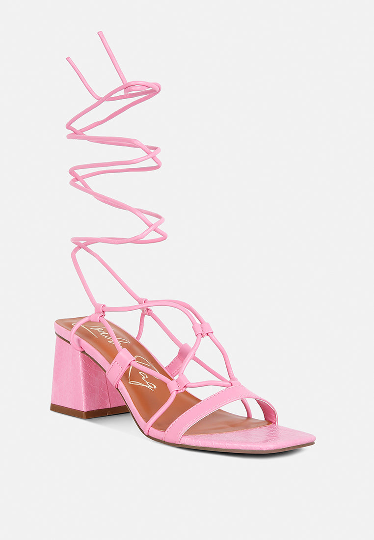 Provoked Lace Up Block Heeled Sandals - Tigbul's Variety Fashion Shop