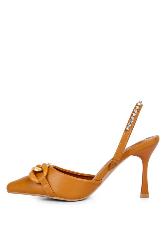 Pull Me Diamante Metal Chain Sandals - Tigbul's Variety Fashion Shop