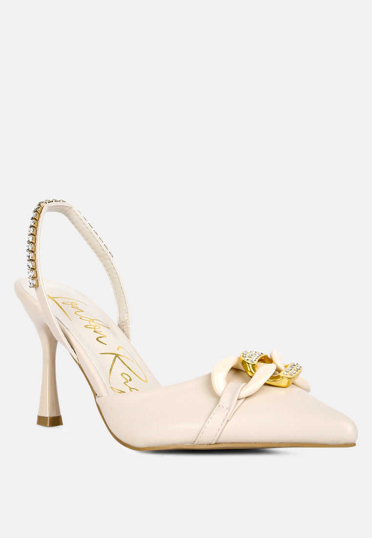 Pull Me Diamante Embellished Chain Sandals - Tigbul's Variety Fashion Shop