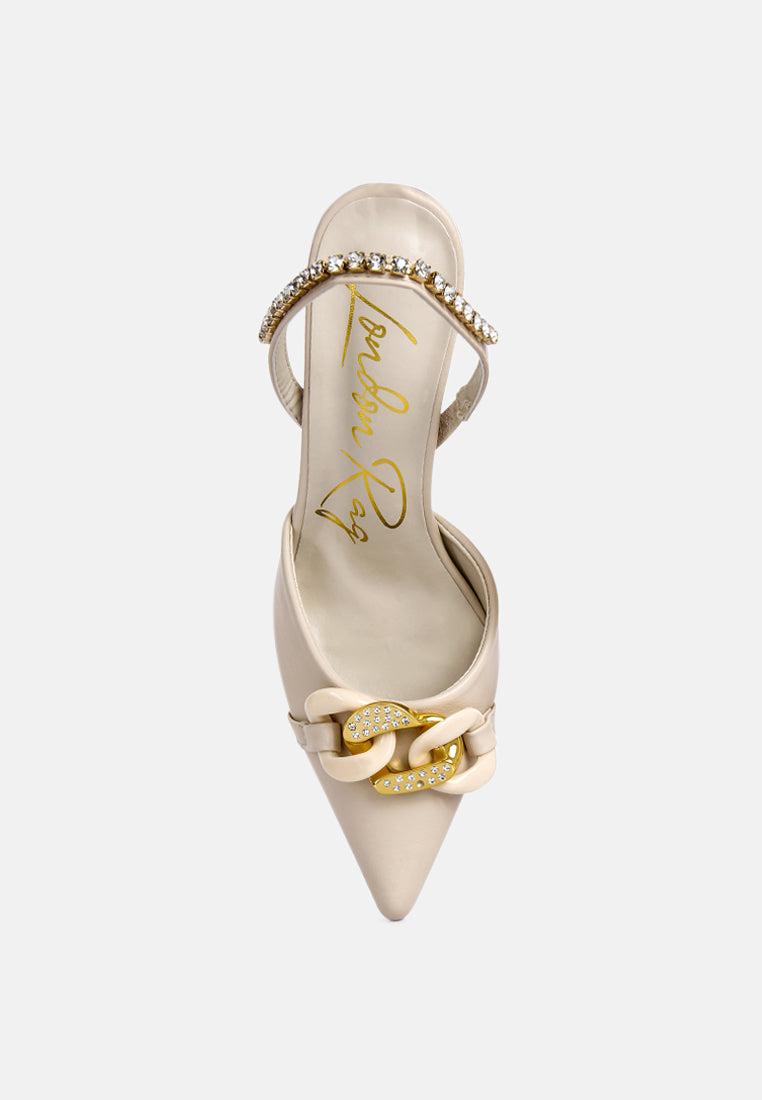 Pull Me Diamante Embellished Chain Sandals - Tigbul's Variety Fashion Shop