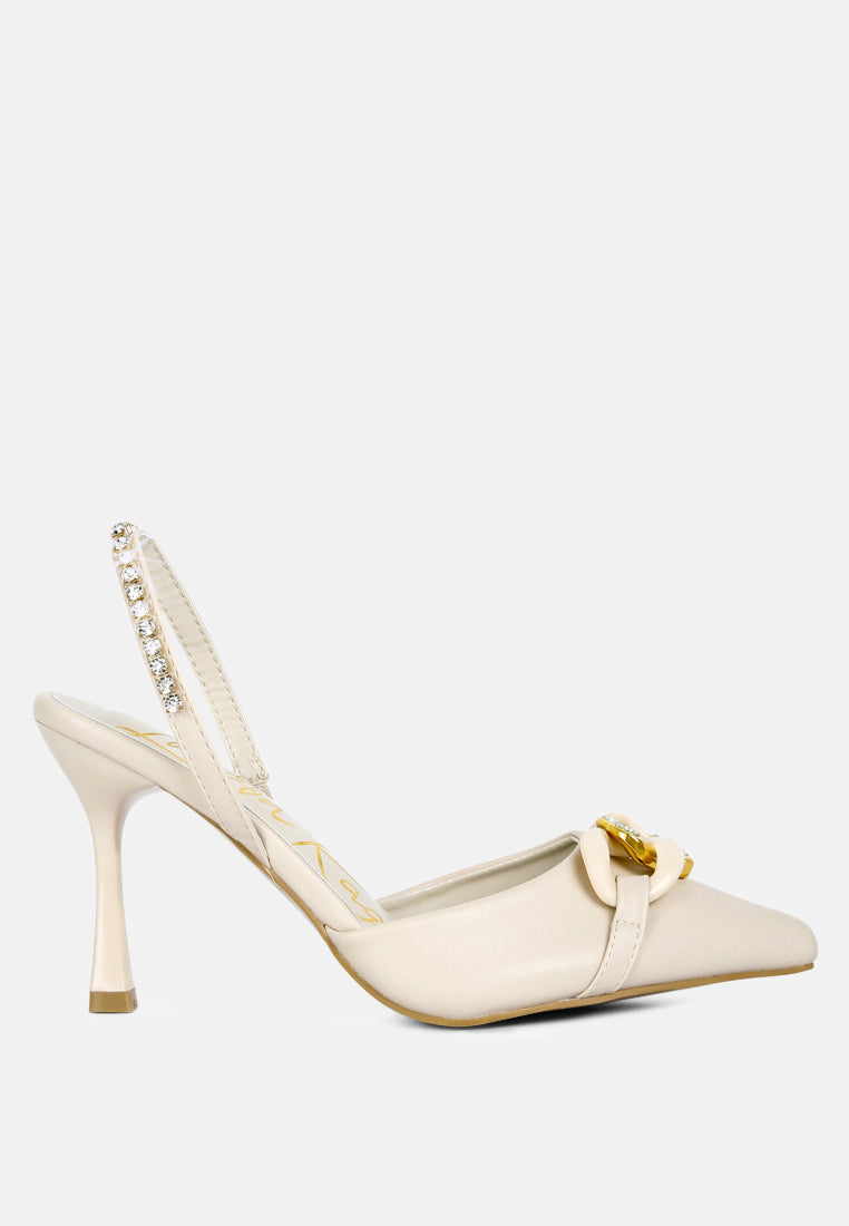 Pull Me Diamante Embellished Chain Sandals - Tigbul's Variety Fashion Shop