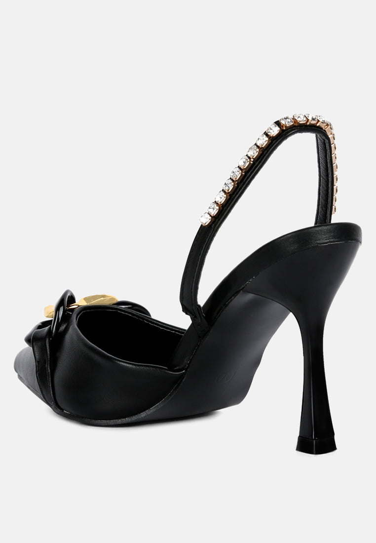 Pull Me Diamante Embellished Chain Sandals - Tigbul's Variety Fashion Shop