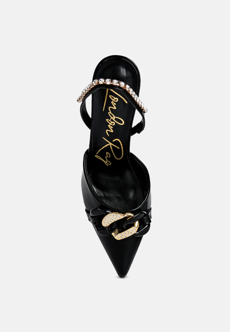 Pull Me Diamante Embellished Chain Sandals - Tigbul's Variety Fashion Shop