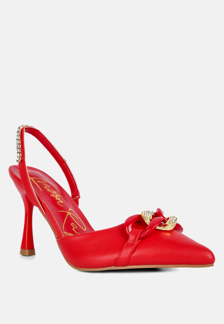 Pull Me Diamante Embellished Chain Sandals - Tigbul's Variety Fashion Shop