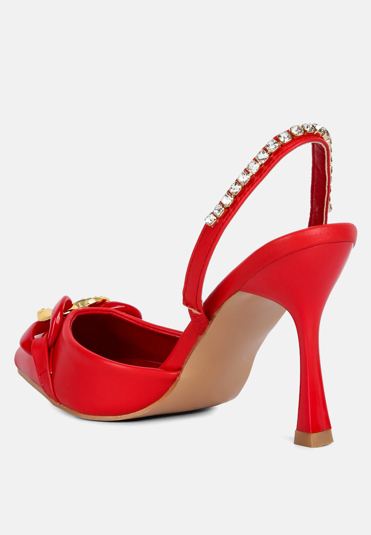 Pull Me Diamante Embellished Chain Sandals - Tigbul's Variety Fashion Shop