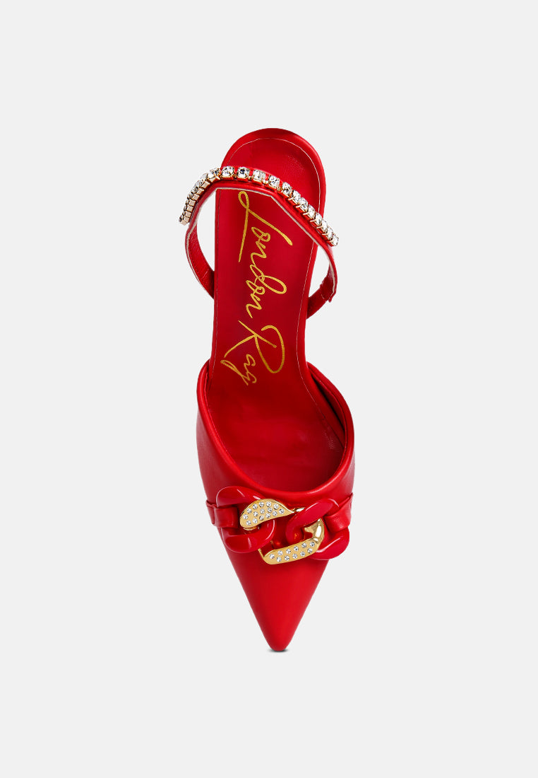 Pull Me Diamante Embellished Chain Sandals - Tigbul's Variety Fashion Shop