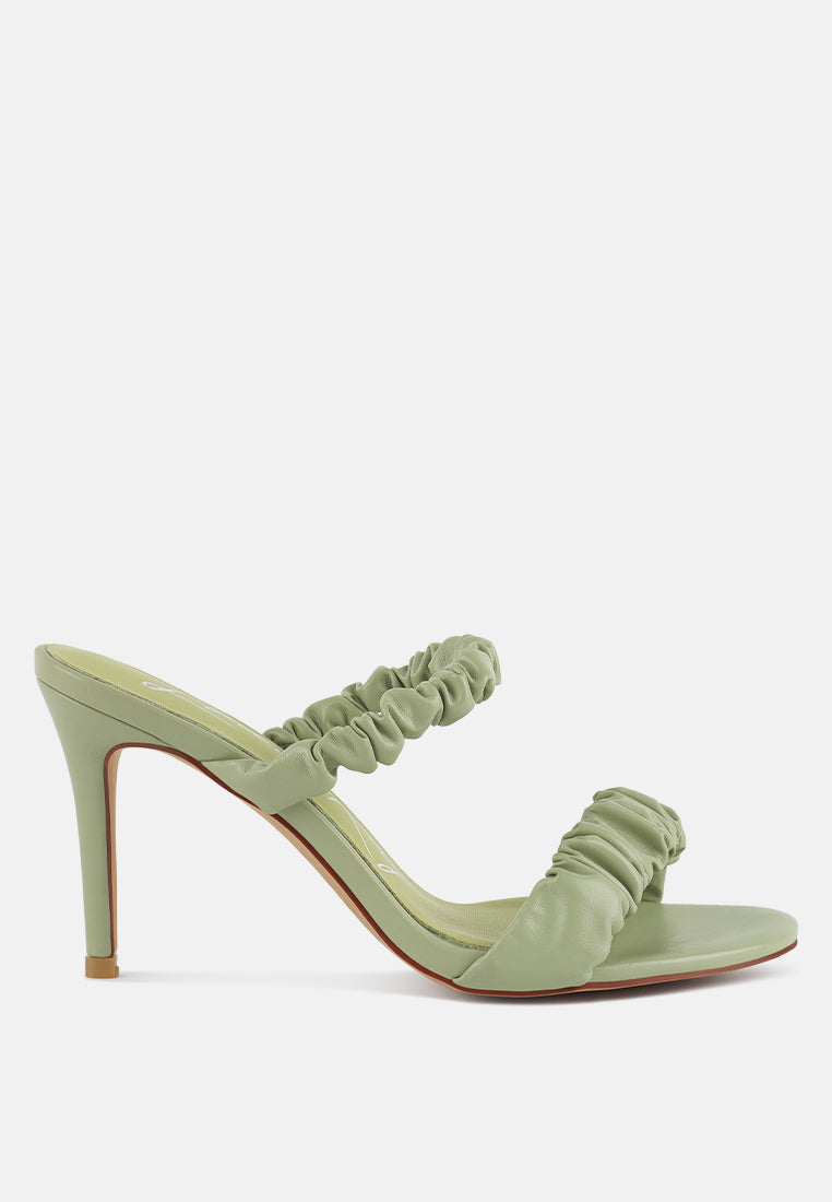 Qualie Ruched Strap Stiletto Sandals - Tigbul's Variety Fashion Shop