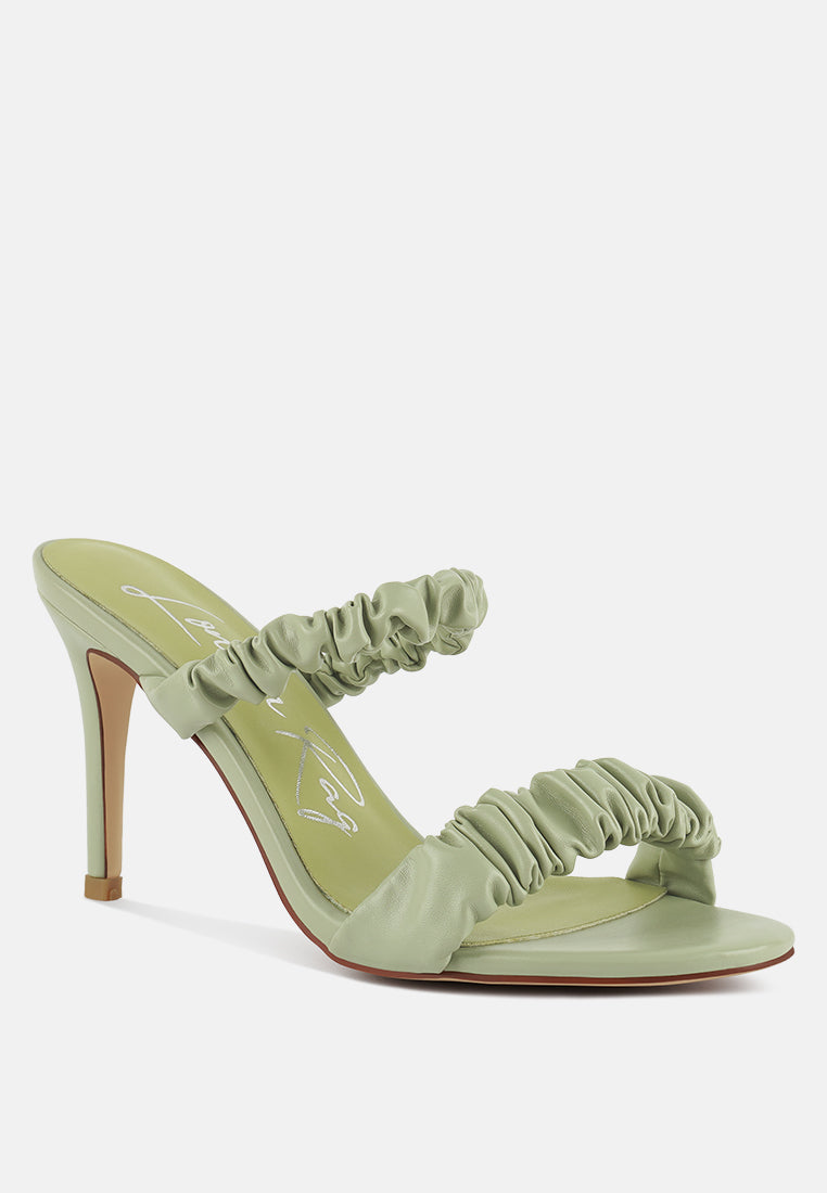 Qualie Ruched Strap Stiletto Sandals - Tigbul's Variety Fashion Shop