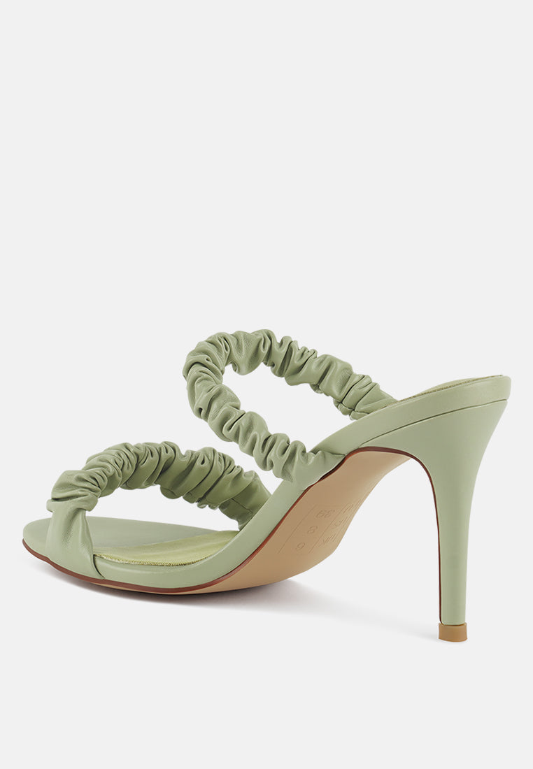 Qualie Ruched Strap Stiletto Sandals - Tigbul's Variety Fashion Shop