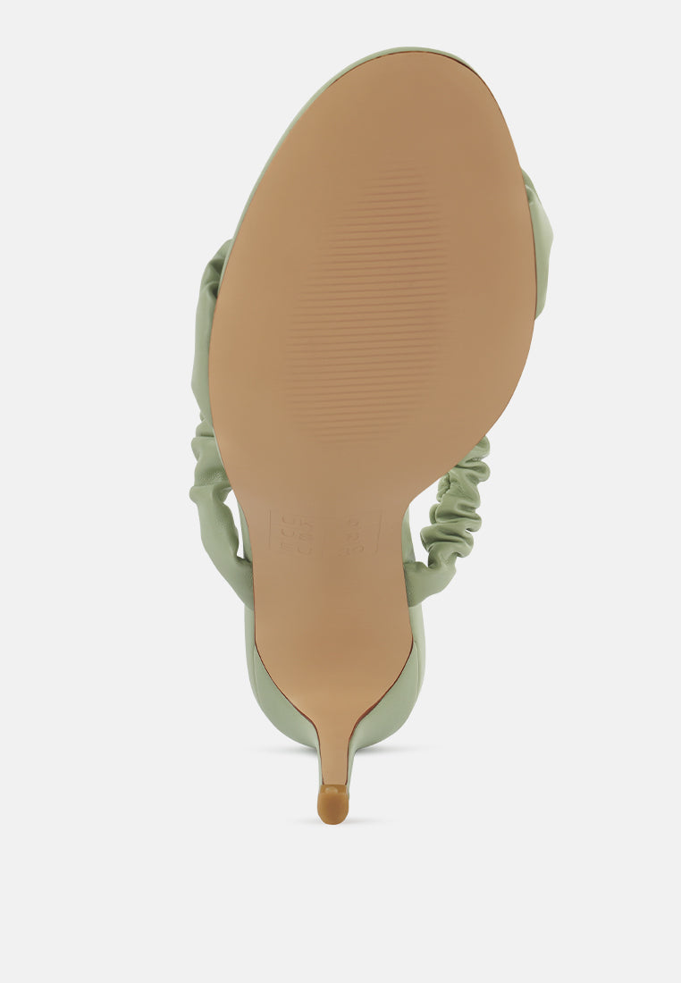 Qualie Ruched Strap Stiletto Sandals - Tigbul's Variety Fashion Shop