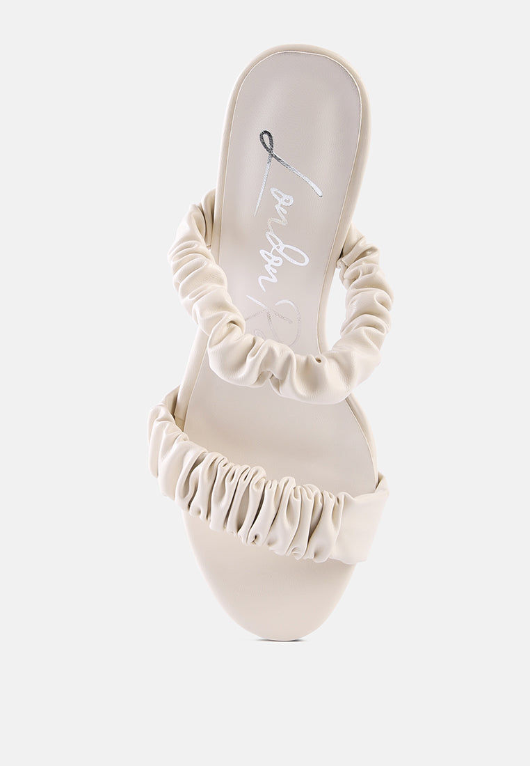 Qualie Ruched Strap Stiletto Sandals - Tigbul's Variety Fashion Shop