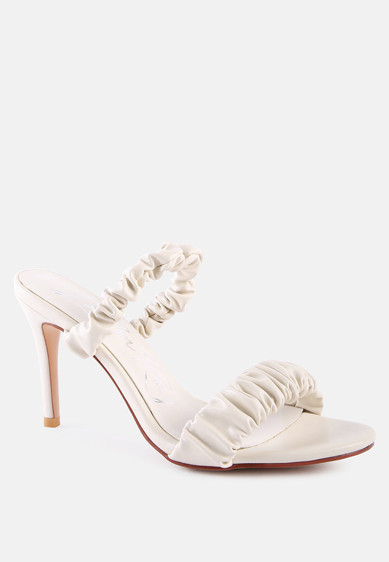Qualie Ruched Strap Stiletto Sandals - Tigbul's Variety Fashion Shop