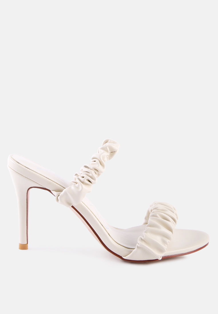 Qualie Ruched Strap Stiletto Sandals - Tigbul's Variety Fashion Shop