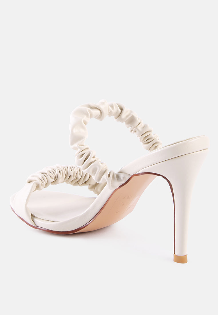 Qualie Ruched Strap Stiletto Sandals - Tigbul's Variety Fashion Shop