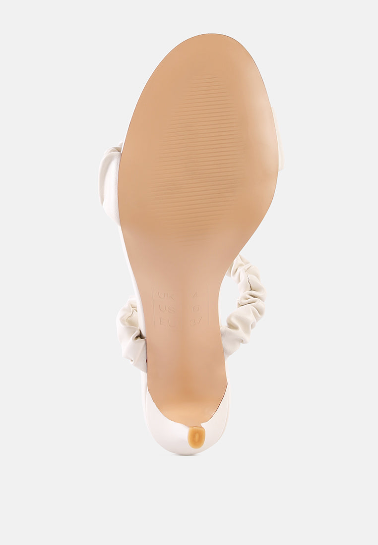 Qualie Ruched Strap Stiletto Sandals - Tigbul's Variety Fashion Shop