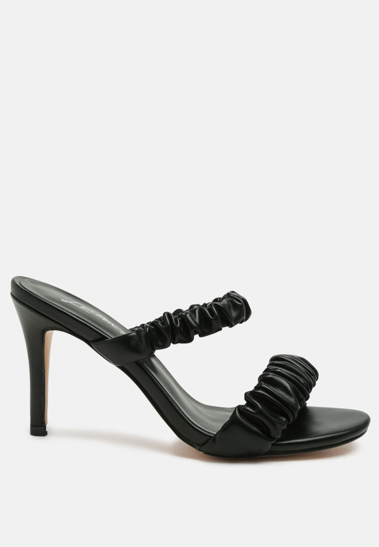 Qualie Ruched Strap Stiletto Sandals - Tigbul's Variety Fashion Shop