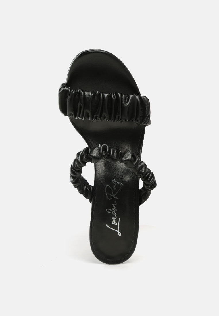 Qualie Ruched Strap Stiletto Sandals - Tigbul's Variety Fashion Shop