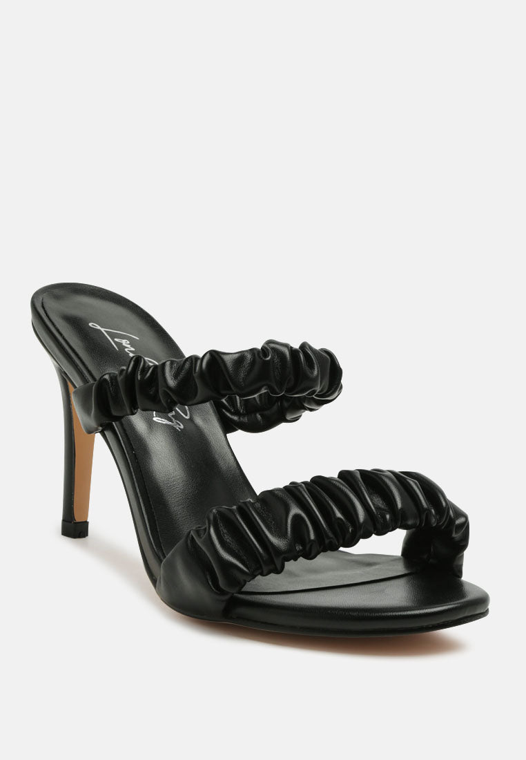 Qualie Ruched Strap Stiletto Sandals - Tigbul's Variety Fashion Shop