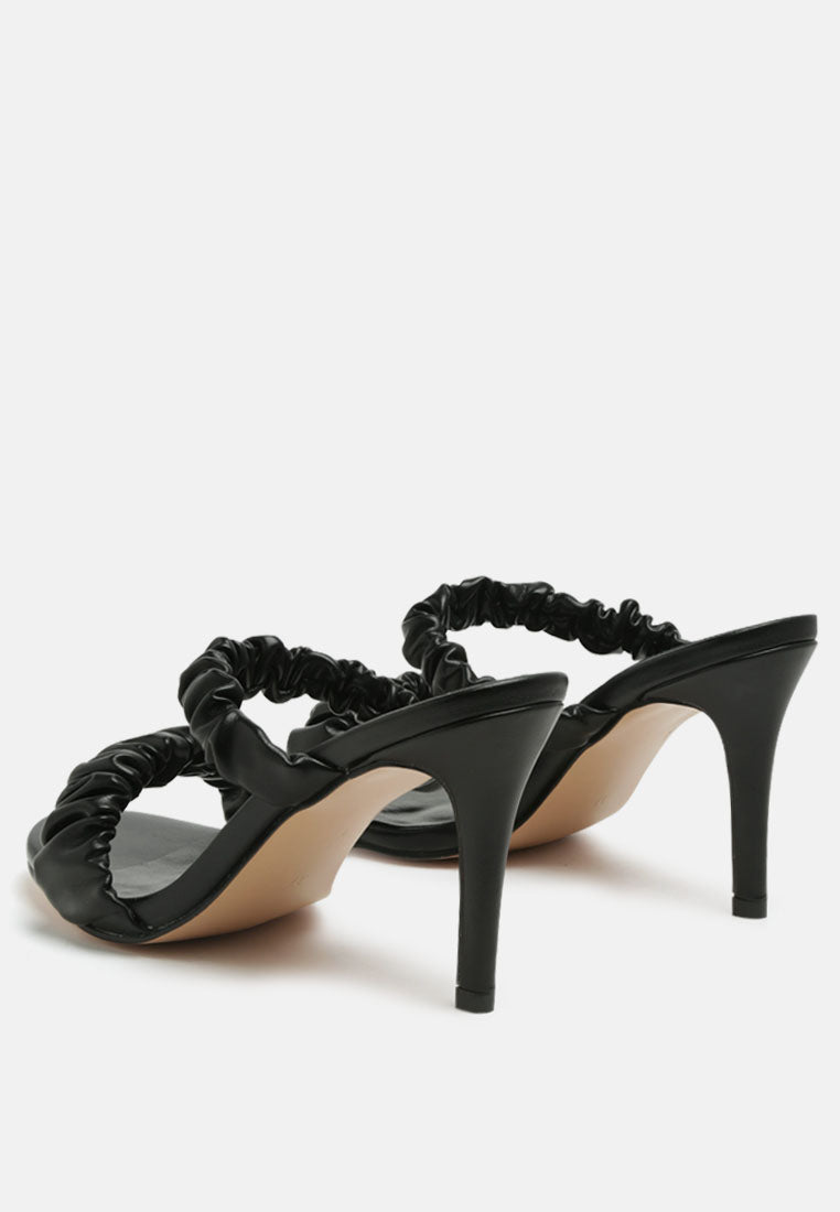 Qualie Ruched Strap Stiletto Sandals - Tigbul's Variety Fashion Shop