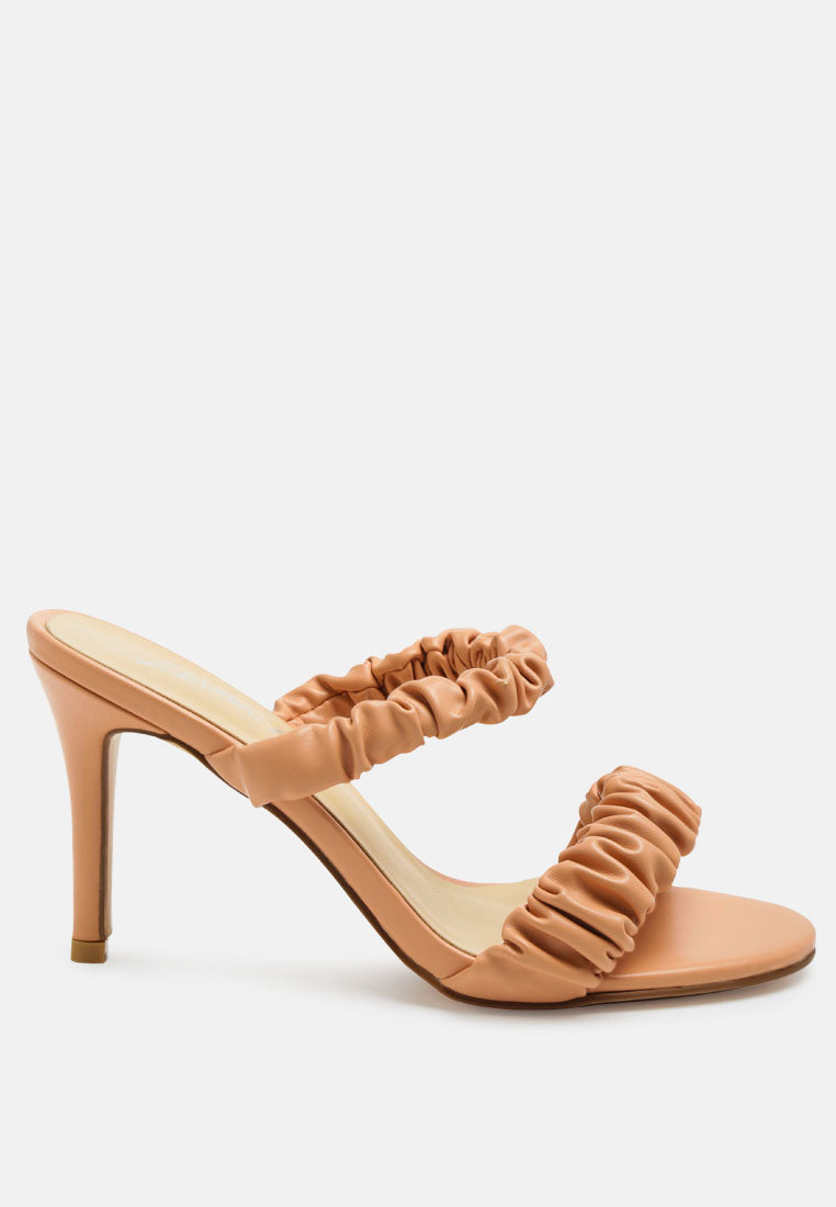 Qualie Ruched Strap Stiletto Sandals - Tigbul's Variety Fashion Shop
