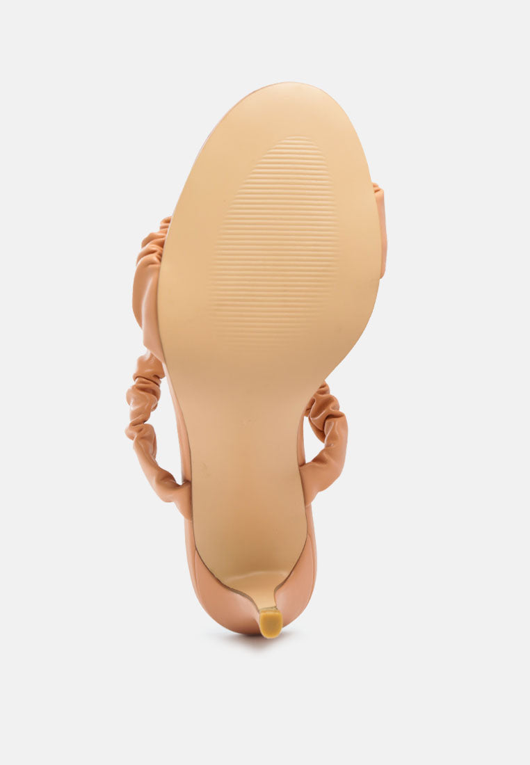 Qualie Ruched Strap Stiletto Sandals - Tigbul's Variety Fashion Shop