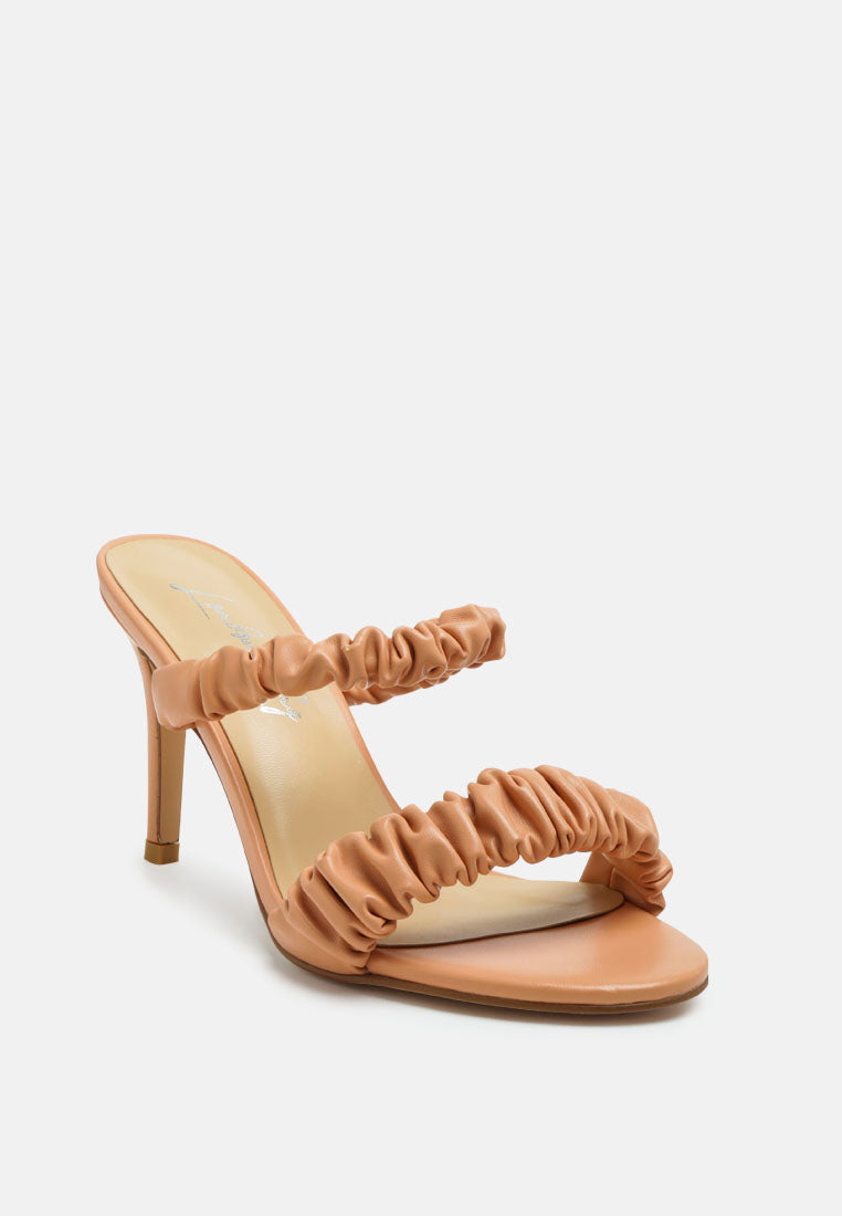 Qualie Ruched Strap Stiletto Sandals - Tigbul's Variety Fashion Shop