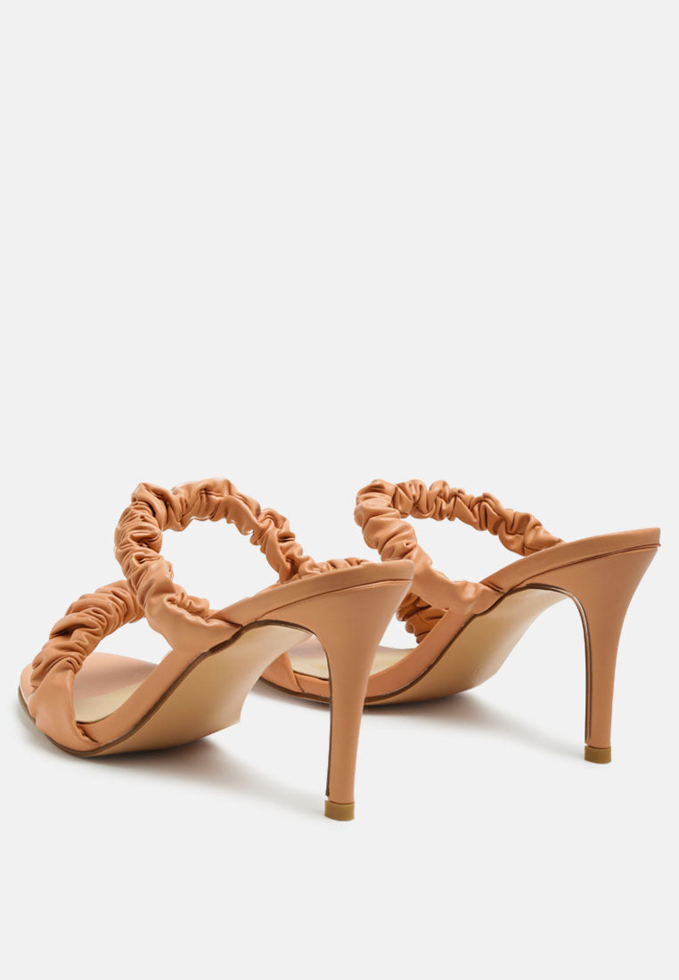 Qualie Ruched Strap Stiletto Sandals - Tigbul's Variety Fashion Shop