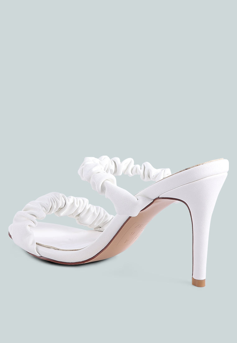 Qualie Ruched Strap Stiletto Sandals - Tigbul's Variety Fashion Shop