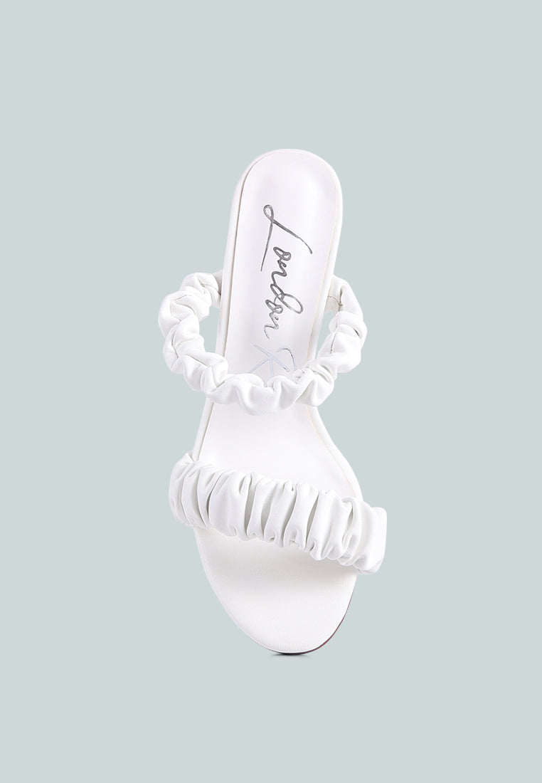 Qualie Ruched Strap Stiletto Sandals - Tigbul's Variety Fashion Shop