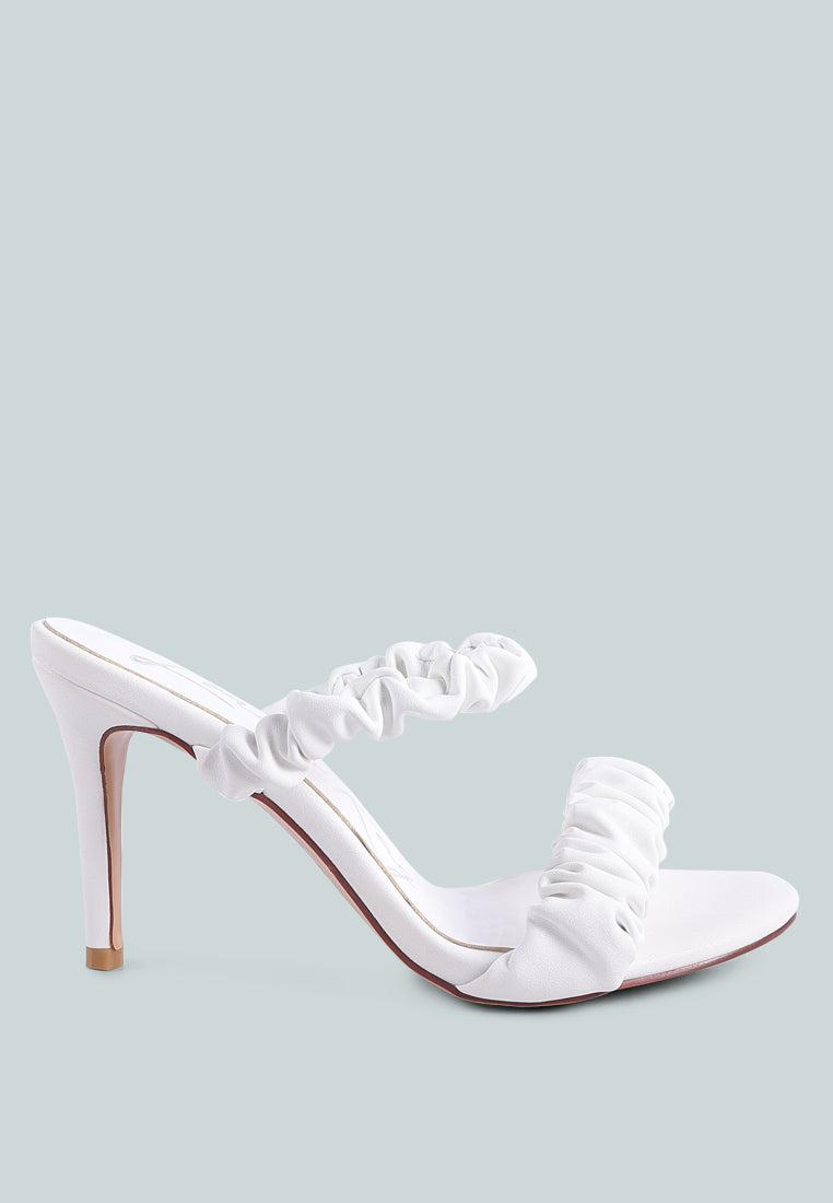Qualie Ruched Strap Stiletto Sandals - Tigbul's Variety Fashion Shop