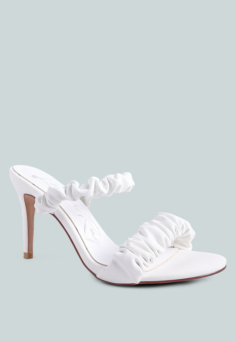 Qualie Ruched Strap Stiletto Sandals - Tigbul's Variety Fashion Shop