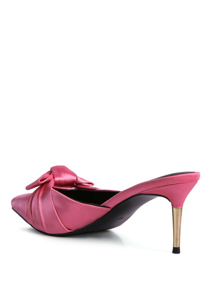 Queenie Satin High Heeled Mule Sandals - Tigbul's Variety Fashion Shop