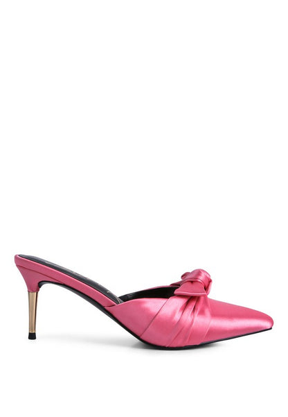 Queenie Satin High Heeled Mule Sandals - Tigbul's Variety Fashion Shop