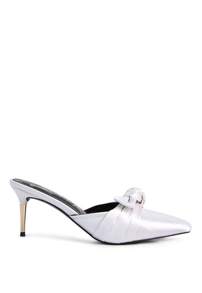 Queenie Satin High Heeled Mule Sandals - Tigbul's Variety Fashion Shop