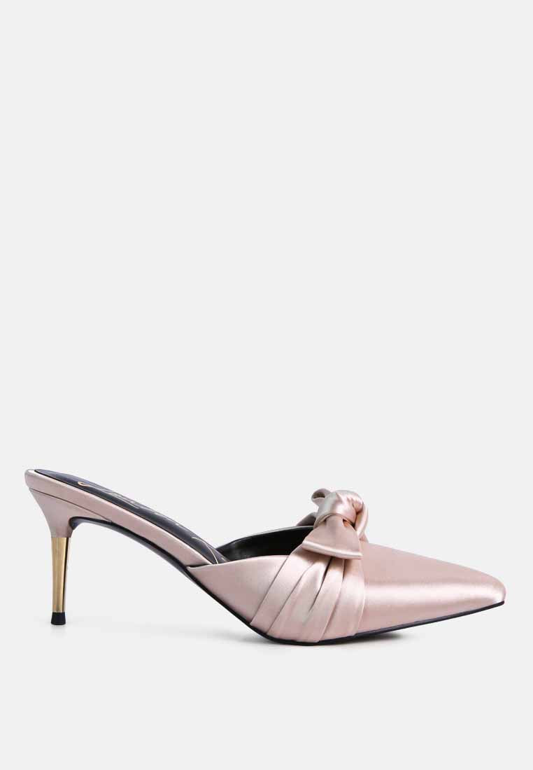 Queenie Satin Stiletto Mule Sandals - Tigbul's Variety Fashion Shop