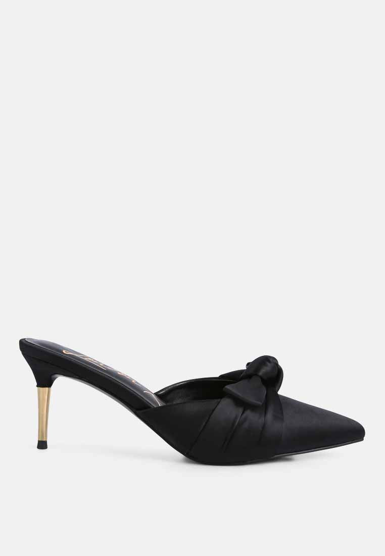 Queenie Satin Stiletto Mule Sandals - Tigbul's Variety Fashion Shop