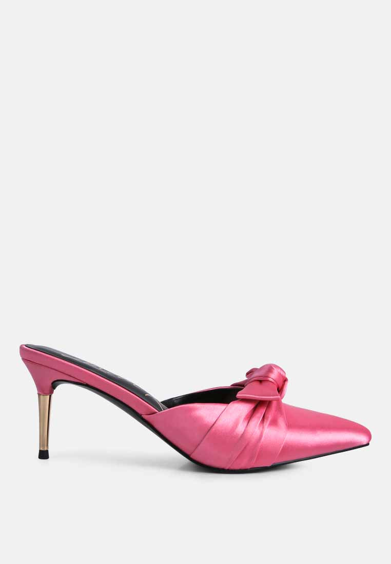 Queenie Satin Stiletto Mule Sandals - Tigbul's Variety Fashion Shop