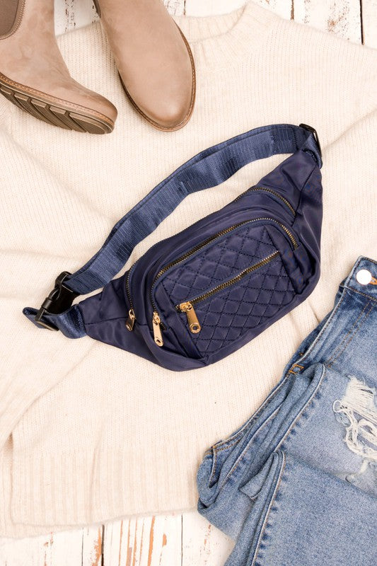Quilted Belt Sling Bum Bag - Tigbul's Variety Fashion Shop