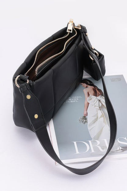 Quilted Faux Leather Shoulder Bag W/ Airpod Bag - Tigbul's Variety Fashion Shop