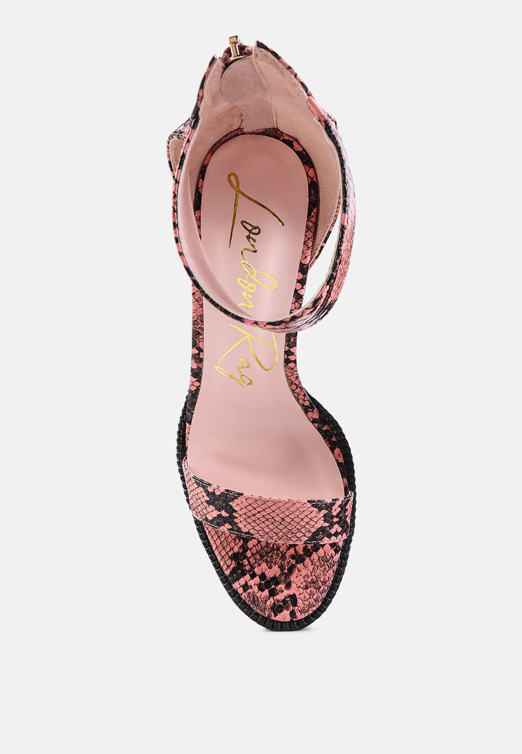 Rattle Snake Print Chunky High Block Heel Sandals - Tigbul's Variety Fashion Shop