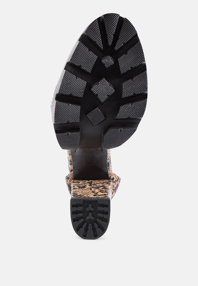 Rattle Snake Print Chunky High Block Heel Sandals - Tigbul's Variety Fashion Shop