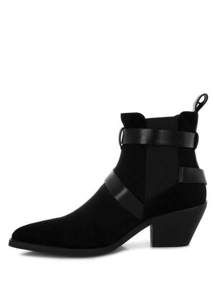 Raveta Microfiber Buckle Strap Western Boots - Tigbul's Variety Fashion Shop