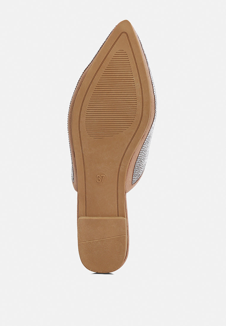 Rayen Rhinestones Embellished Mules - Tigbul's Variety Fashion Shop
