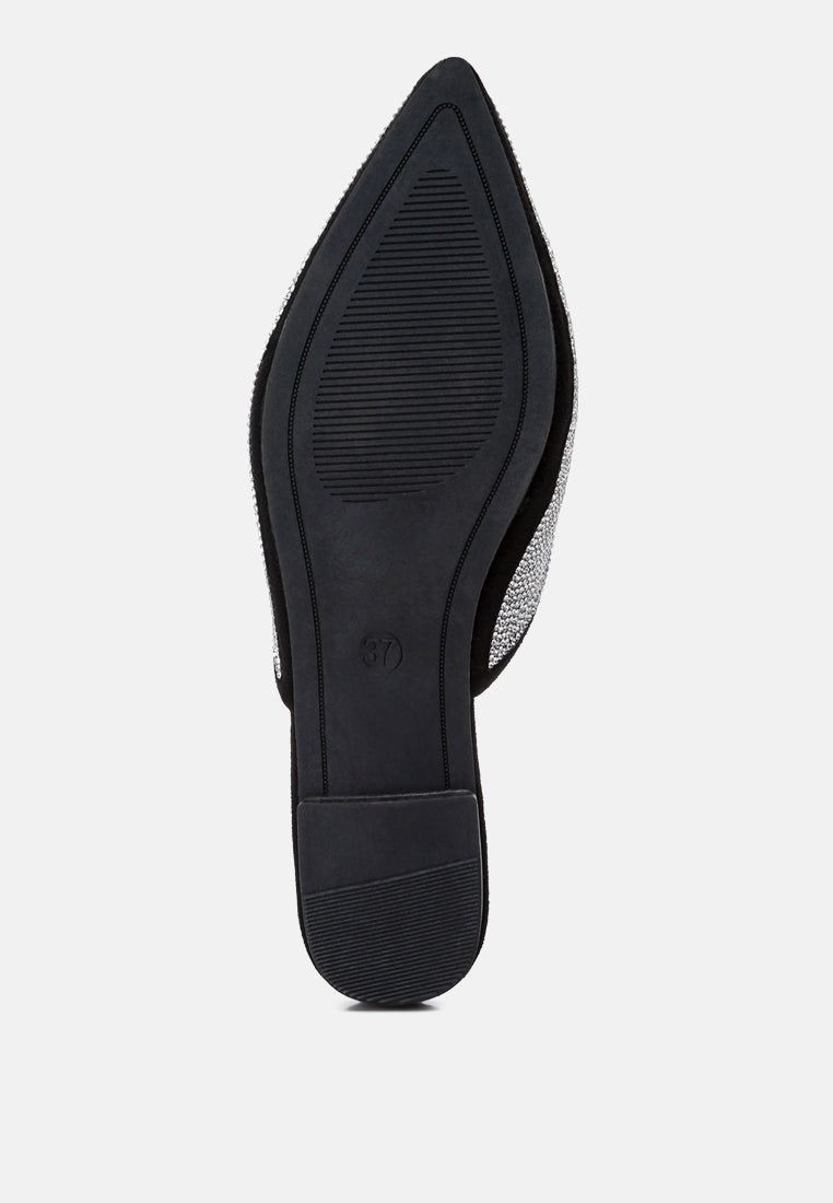 Rayen Rhinestones Embellished Mules - Tigbul's Variety Fashion Shop