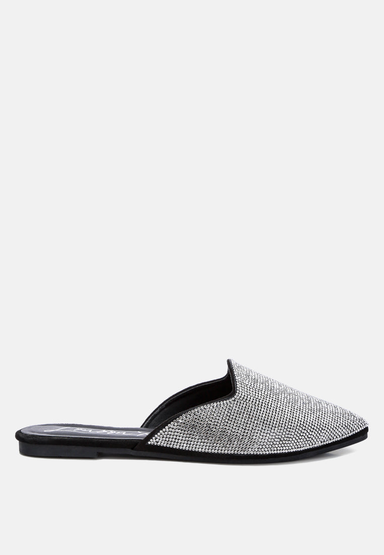 Rayen Rhinestones Embellished Mules - Tigbul's Variety Fashion Shop