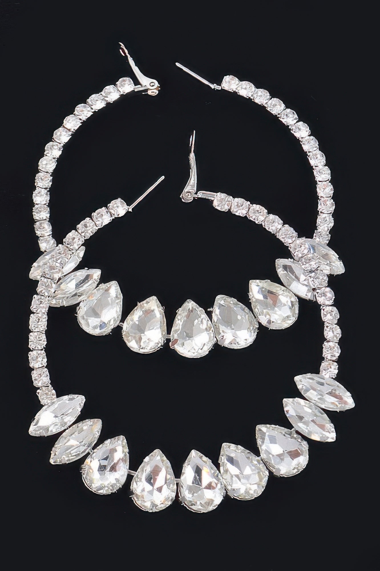 Rectangle dangle earrings, clear teardrop stones with pavé sparkle