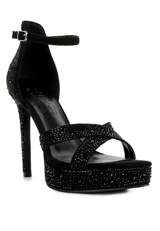 REGALIA Diamante Studded High Heel Dress Sandals - Tigbul's Variety Fashion Shop