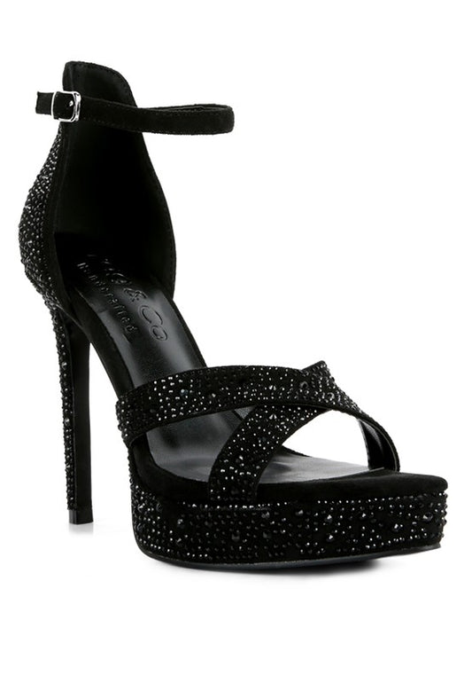 REGALIA Diamante Studded High Heel Dress Sandals - Tigbul's Variety Fashion Shop